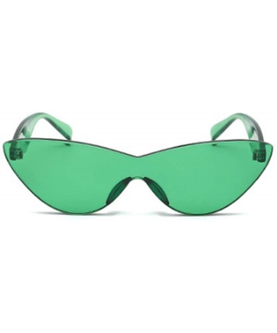 Oval Unisex half moon Plastic Lenses Candy Colors Cat Eye Sunglasses - Green - CM18NLSE8R3 $18.13