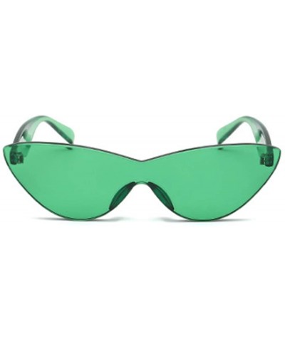 Oval Unisex half moon Plastic Lenses Candy Colors Cat Eye Sunglasses - Green - CM18NLSE8R3 $8.09