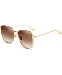 Oval Unisex Sunglasses Retro Black Grey Drive Holiday Oval Non-Polarized UV400 - Gold Brown - CM18R09HAMK $8.64