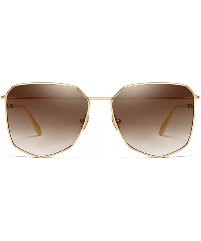 Oval Unisex Sunglasses Retro Black Grey Drive Holiday Oval Non-Polarized UV400 - Gold Brown - CM18R09HAMK $8.64