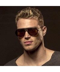 Goggle Fashion Personality double beam metal leg sunglasses Brand Designer Vintage Mens Goggle - Black - CP18W37OE4M $13.21