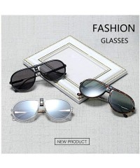Goggle Fashion Personality double beam metal leg sunglasses Brand Designer Vintage Mens Goggle - Black - CP18W37OE4M $13.21