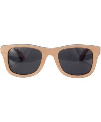 Rectangular Handmade Polarized Wood Sunglasses Skateboard Wooden Sun Glasses UV400 Protection-Z68004 - Nature/Cyan/Pink - C11...