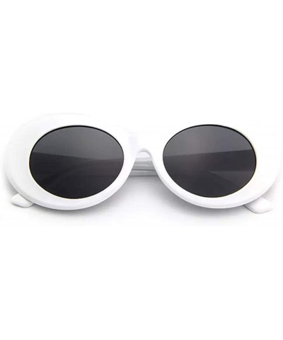Round Clout Goggles Oval Mod Retro Vintage Sunglasses Round Lens - White - CK18C9ERWTL $9.94