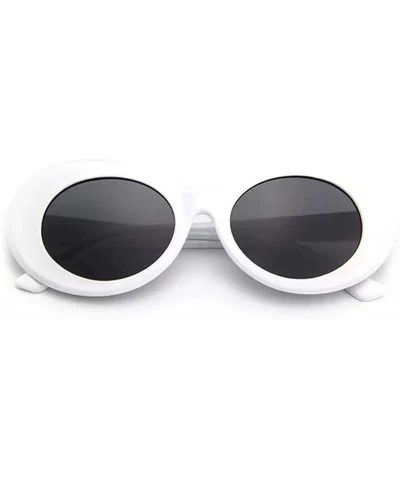 Round Clout Goggles Oval Mod Retro Vintage Sunglasses Round Lens - White - CK18C9ERWTL $17.98