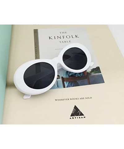 Round Clout Goggles Oval Mod Retro Vintage Sunglasses Round Lens - White - CK18C9ERWTL $9.94