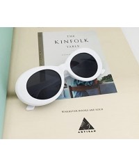 Round Clout Goggles Oval Mod Retro Vintage Sunglasses Round Lens - White - CK18C9ERWTL $9.94
