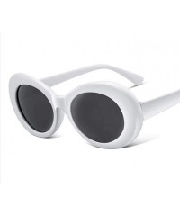 Round Clout Goggles Oval Mod Retro Vintage Sunglasses Round Lens - White - CK18C9ERWTL $9.94