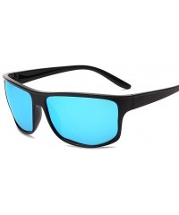 Square Men Polarized Sunglasses Fashion Square Sun Glasses For Male Vintage Eyewear Accessories Unisex - Black Blue - CG199OZ...