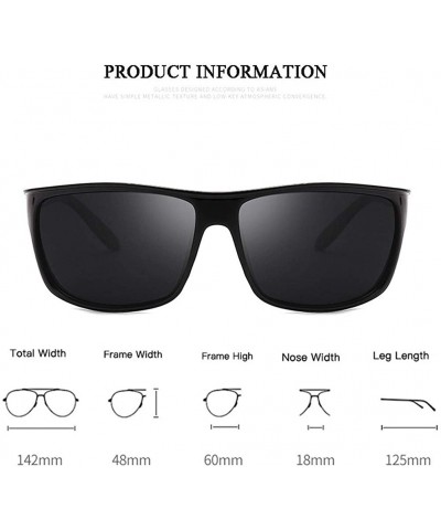Square Men Polarized Sunglasses Fashion Square Sun Glasses For Male Vintage Eyewear Accessories Unisex - Black Blue - CG199OZ...