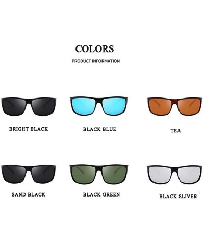 Square Men Polarized Sunglasses Fashion Square Sun Glasses For Male Vintage Eyewear Accessories Unisex - Black Blue - CG199OZ...