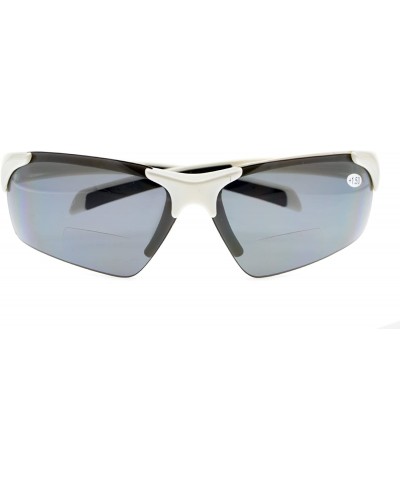Sport Bifocal Sunglasses with Wrap-Around Sport Design Half Frame for Men and Women - White - C518C3L8KKU $18.96