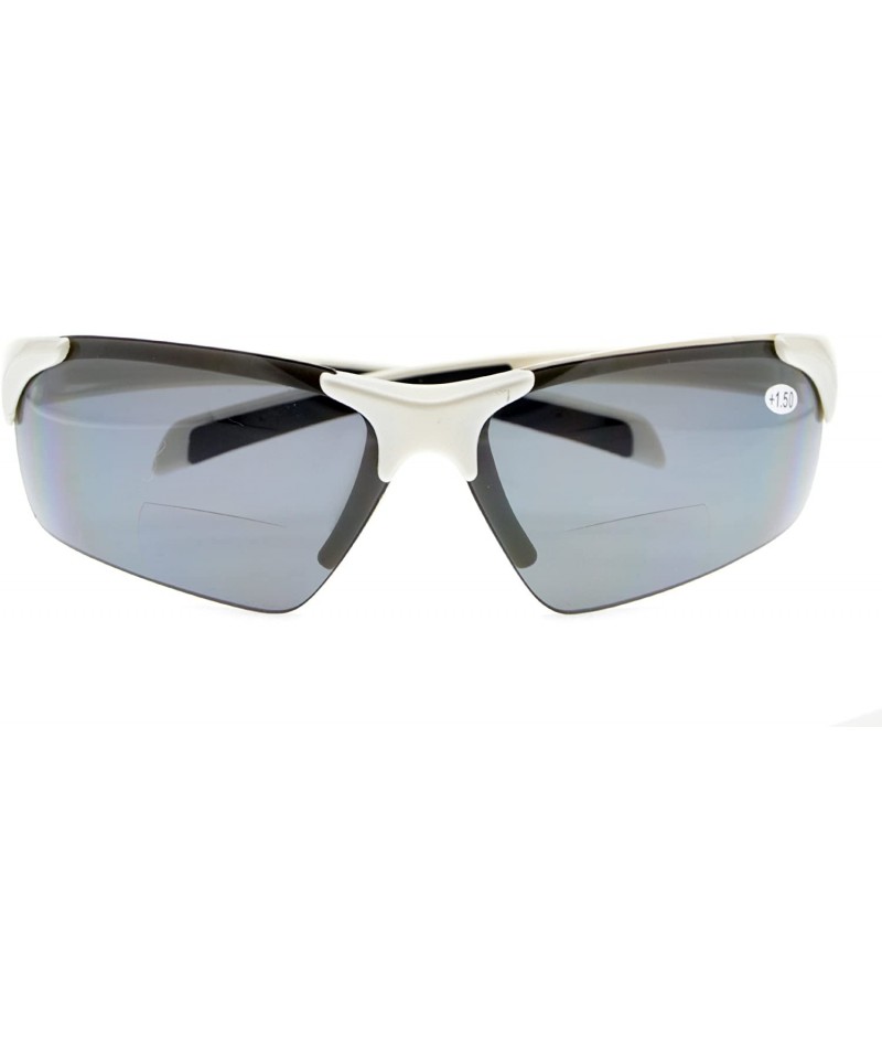 Sport Bifocal Sunglasses with Wrap-Around Sport Design Half Frame for Men and Women - White - C518C3L8KKU $18.96