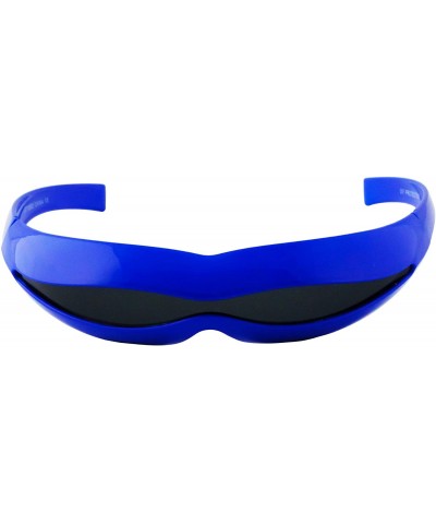 Aviator Futuristic Space Robot Alien Rave DJ Costume Party Cyclops Shield Sun Glasses for Women & Men - Blue - Black - CI18U3...