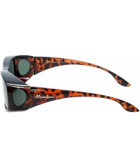 Rectangular Designer Polarized Fitover Sunglasses F03 63mm - Gloss Tortoise - CZ1833S9Z6M $29.87