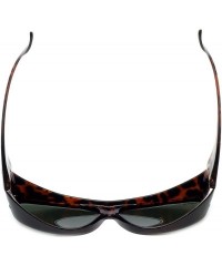 Rectangular Designer Polarized Fitover Sunglasses F03 63mm - Gloss Tortoise - CZ1833S9Z6M $29.87