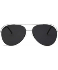 Aviator Polarized Oversized Aviator Sunglasses for Men Women Mirrored Lens MYSTYLE SJ1108 - C3 Silver Frame/Grey Lens - CX18L...