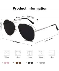 Aviator Polarized Oversized Aviator Sunglasses for Men Women Mirrored Lens MYSTYLE SJ1108 - C3 Silver Frame/Grey Lens - CX18L...