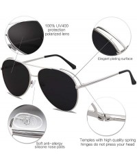 Aviator Polarized Oversized Aviator Sunglasses for Men Women Mirrored Lens MYSTYLE SJ1108 - C3 Silver Frame/Grey Lens - CX18L...