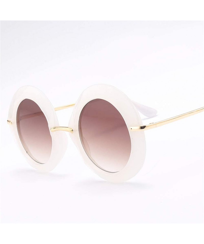 Round Large Circular Round frame Sunglasses trend Sun glasses for Stylish Women UV400 5710 - White - CS18AGDTUG8 $9.69