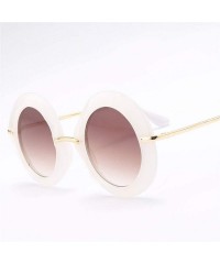 Round Large Circular Round frame Sunglasses trend Sun glasses for Stylish Women UV400 5710 - White - CS18AGDTUG8 $20.17