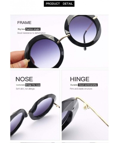 Round Large Circular Round frame Sunglasses trend Sun glasses for Stylish Women UV400 5710 - White - CS18AGDTUG8 $9.69