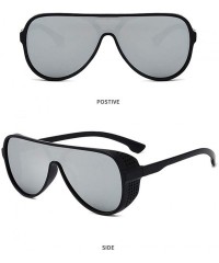 Oversized Unisex Steampunk Designer Square Sunglasses(Black) - Gray - C1194WUQWYE $11.57