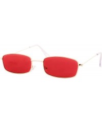 Sport Small Rectangular Sunglasses for Men Women Metal Frame Modern Stylish - Gold Metal Frame / Red Tinted Lens - CC18ST5U8I...