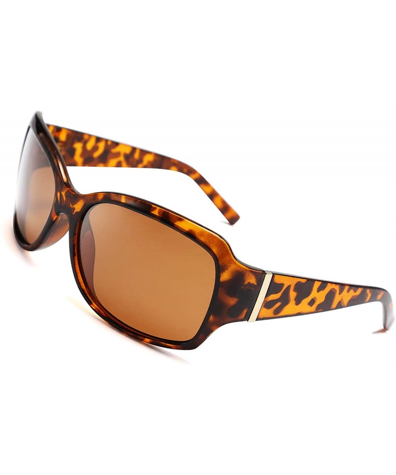 Wrap Classic Oversized Polarized Sunglasses Women Wrap Square Shades B2504 - Leopard - C318YOZERZK $11.85