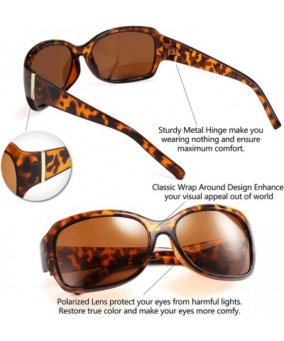 Wrap Classic Oversized Polarized Sunglasses Women Wrap Square Shades B2504 - Leopard - C318YOZERZK $11.85