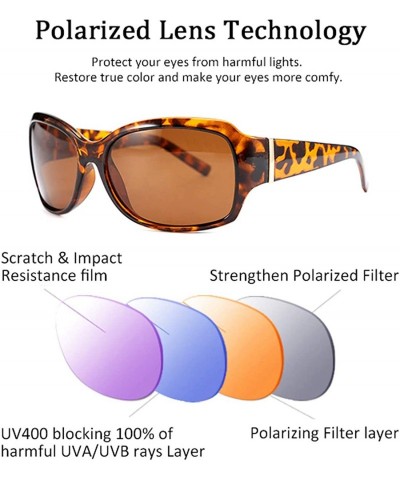 Wrap Classic Oversized Polarized Sunglasses Women Wrap Square Shades B2504 - Leopard - C318YOZERZK $11.85