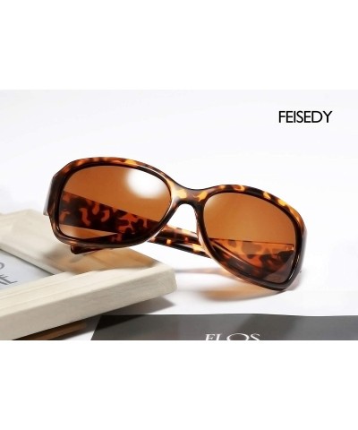 Wrap Classic Oversized Polarized Sunglasses Women Wrap Square Shades B2504 - Leopard - C318YOZERZK $11.85