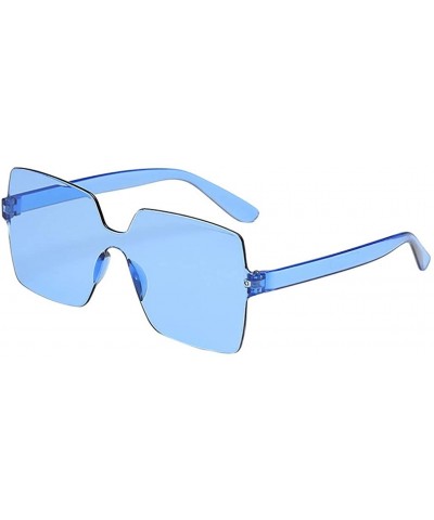 Rimless 2020 New Unisex Oversized Square Candy Colors Glasses Rimless Frame Unisex Sunglasses - M - CU196SYWO73 $10.85