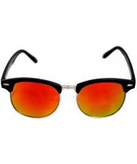 Rectangular Retro Classic Sunglasses Metal Half Frame With Colored Lens Uv 400 - Mirror-sil-red - CX12MWAA527 $7.04