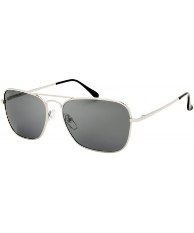 Round Classic Retro Metal Frame Polarized Sunglasses Rectangular Sun Glasses - 2-silver - CY18C7957H4 $14.02