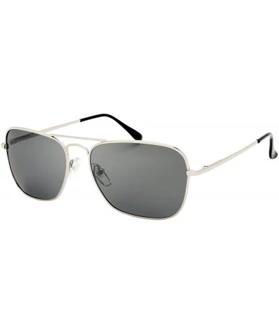Round Classic Retro Metal Frame Polarized Sunglasses Rectangular Sun Glasses - 2-silver - CY18C7957H4 $14.02