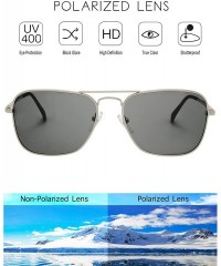 Round Classic Retro Metal Frame Polarized Sunglasses Rectangular Sun Glasses - 2-silver - CY18C7957H4 $14.02