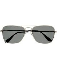 Round Classic Retro Metal Frame Polarized Sunglasses Rectangular Sun Glasses - 2-silver - CY18C7957H4 $14.02