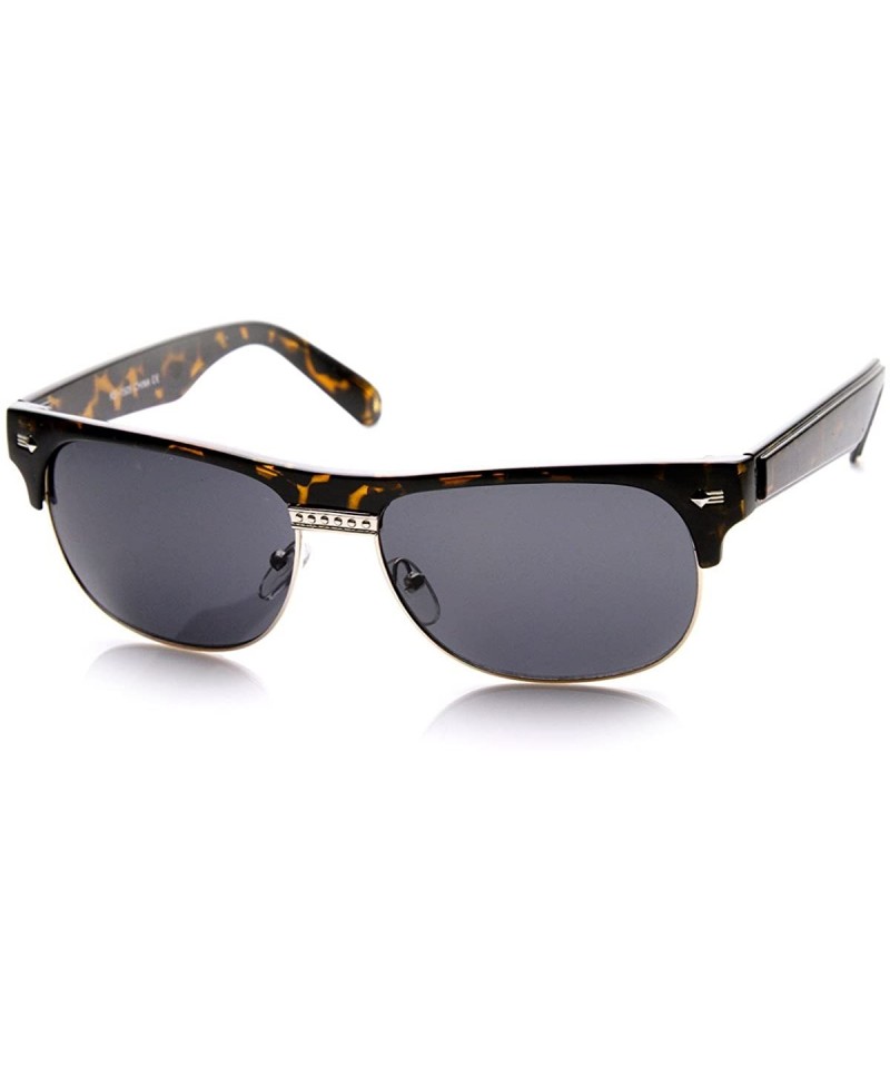 Oval Classic Oval Half Frame Horned Rim Horn Rimmed Sunglasses (Tortoise) - CM11CZM5F9J $11.97