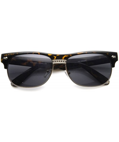 Oval Classic Oval Half Frame Horned Rim Horn Rimmed Sunglasses (Tortoise) - CM11CZM5F9J $11.97