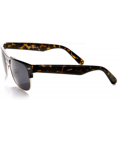 Oval Classic Oval Half Frame Horned Rim Horn Rimmed Sunglasses (Tortoise) - CM11CZM5F9J $11.97