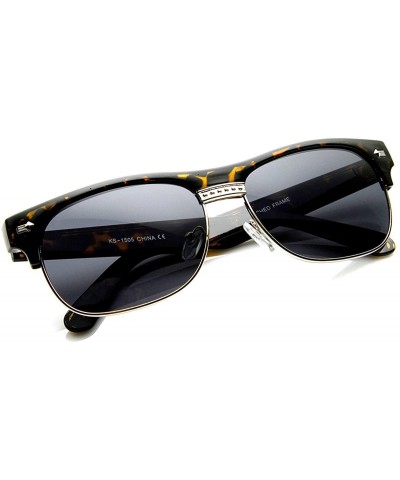 Oval Classic Oval Half Frame Horned Rim Horn Rimmed Sunglasses (Tortoise) - CM11CZM5F9J $11.97