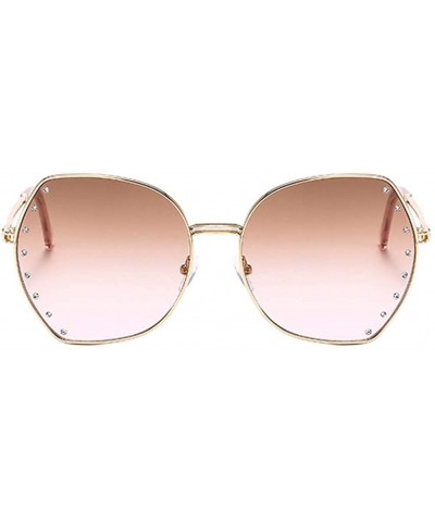 Oversized Womens Oversized Fashion Sunglasses UV400 Metal Frames Classic Eyewear - Tea Pink - CG197IG2OG6 $23.15