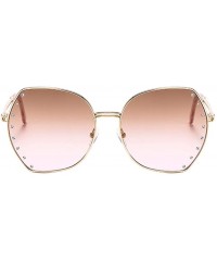 Oversized Womens Oversized Fashion Sunglasses UV400 Metal Frames Classic Eyewear - Tea Pink - CG197IG2OG6 $13.27