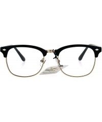 Rimless Mens Classic Horned Half Rim Hipster Nerdy Retro Eye Glasses - Black Gold - CR182XC7TAD $11.65