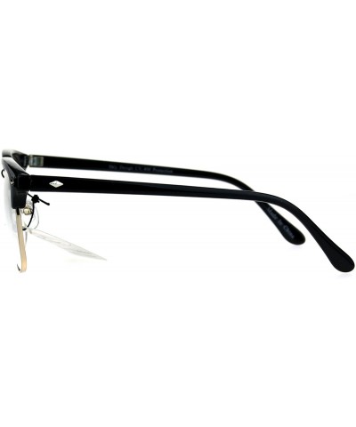 Rimless Mens Classic Horned Half Rim Hipster Nerdy Retro Eye Glasses - Black Gold - CR182XC7TAD $11.65
