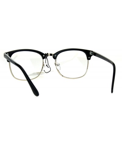 Rimless Mens Classic Horned Half Rim Hipster Nerdy Retro Eye Glasses - Black Gold - CR182XC7TAD $11.65