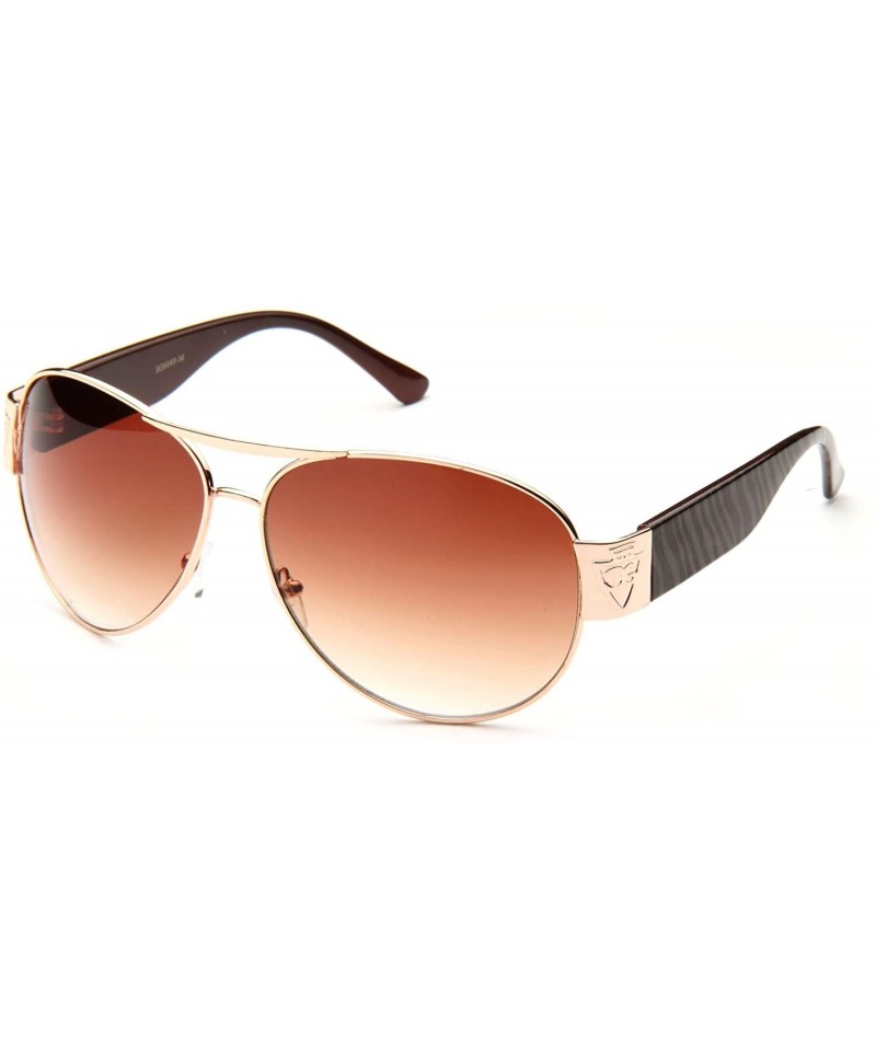 Aviator "Zeb" Aviator Fashion Sunglasses UV Protection - Gold/Brown - C411RVF69Q3 $10.20