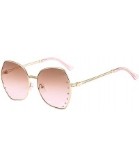 Oversized Womens Oversized Fashion Sunglasses UV400 Metal Frames Classic Eyewear - Tea Pink - CG197IG2OG6 $13.27