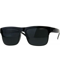 Rectangular Mens All Black Sunglasses Designer Style Rectangular Bold Top Shades - Shiny Black - CN18III46RL $8.34